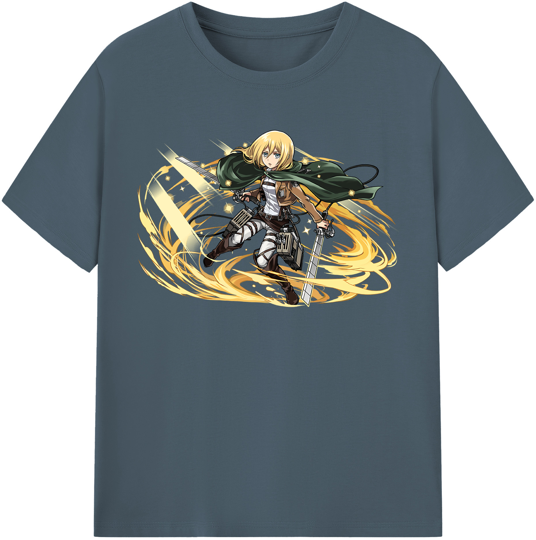 （画像用） 進撃の巨人 クリスタ·レンズ Attack on Titan Christa Lenz 綿100％半袖Tシャツ（フロントプリント）